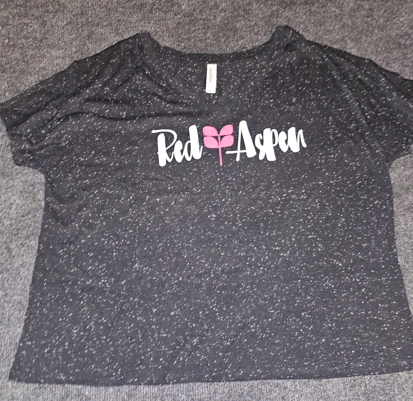 203FV Ladies Vneck - Blk/white Fleck - XL Large RA DTF logo