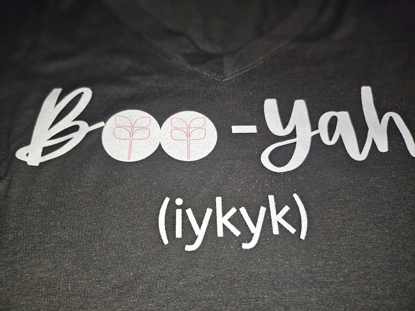 214 Black Ladies XL Glitter DTF Boo-Yah Logo
