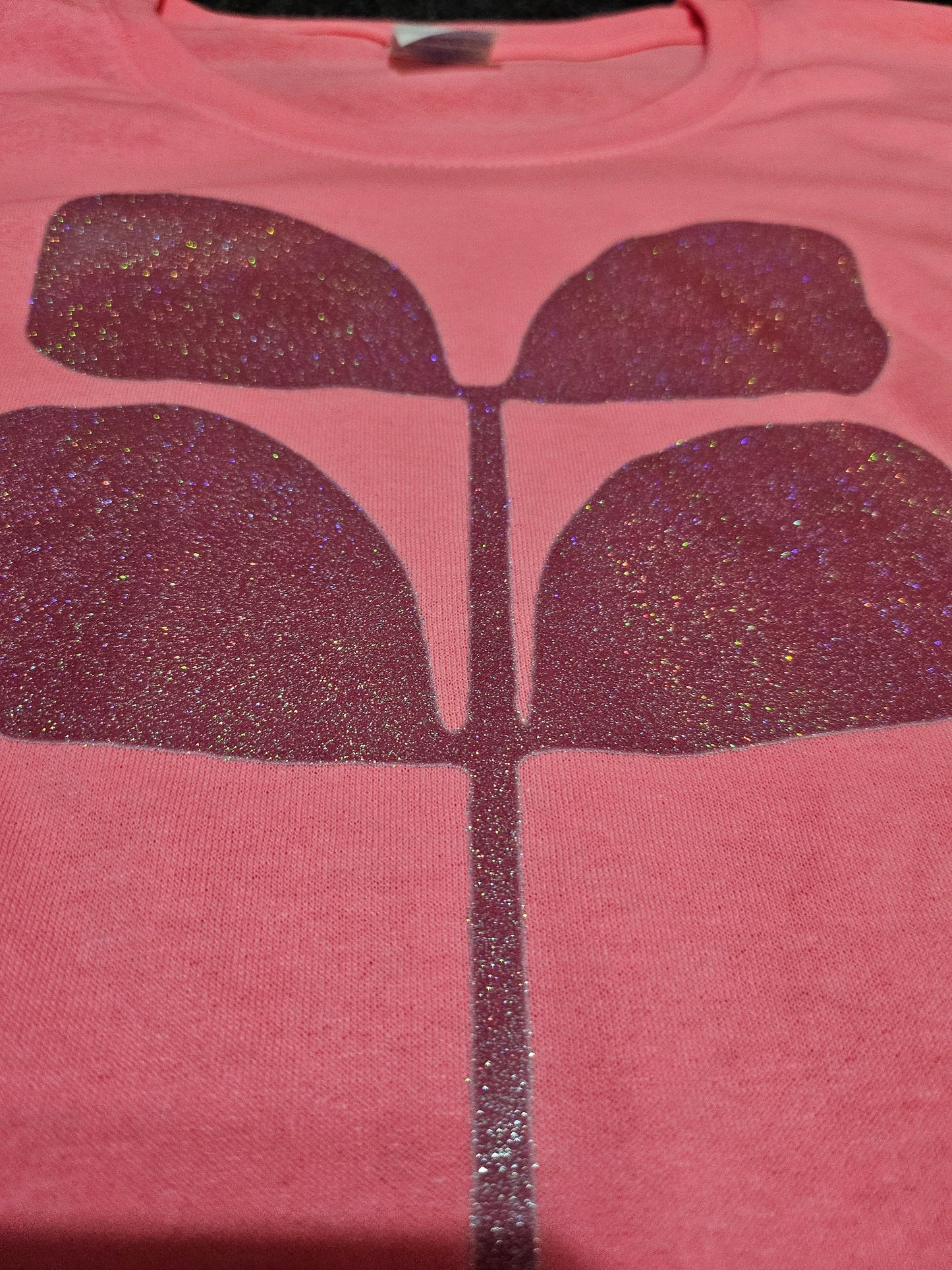 PORT AND CO. LS TEE -LADIES 2XL -TRUE TO SIZE - GLITTER DTF ASPEN LEAF
