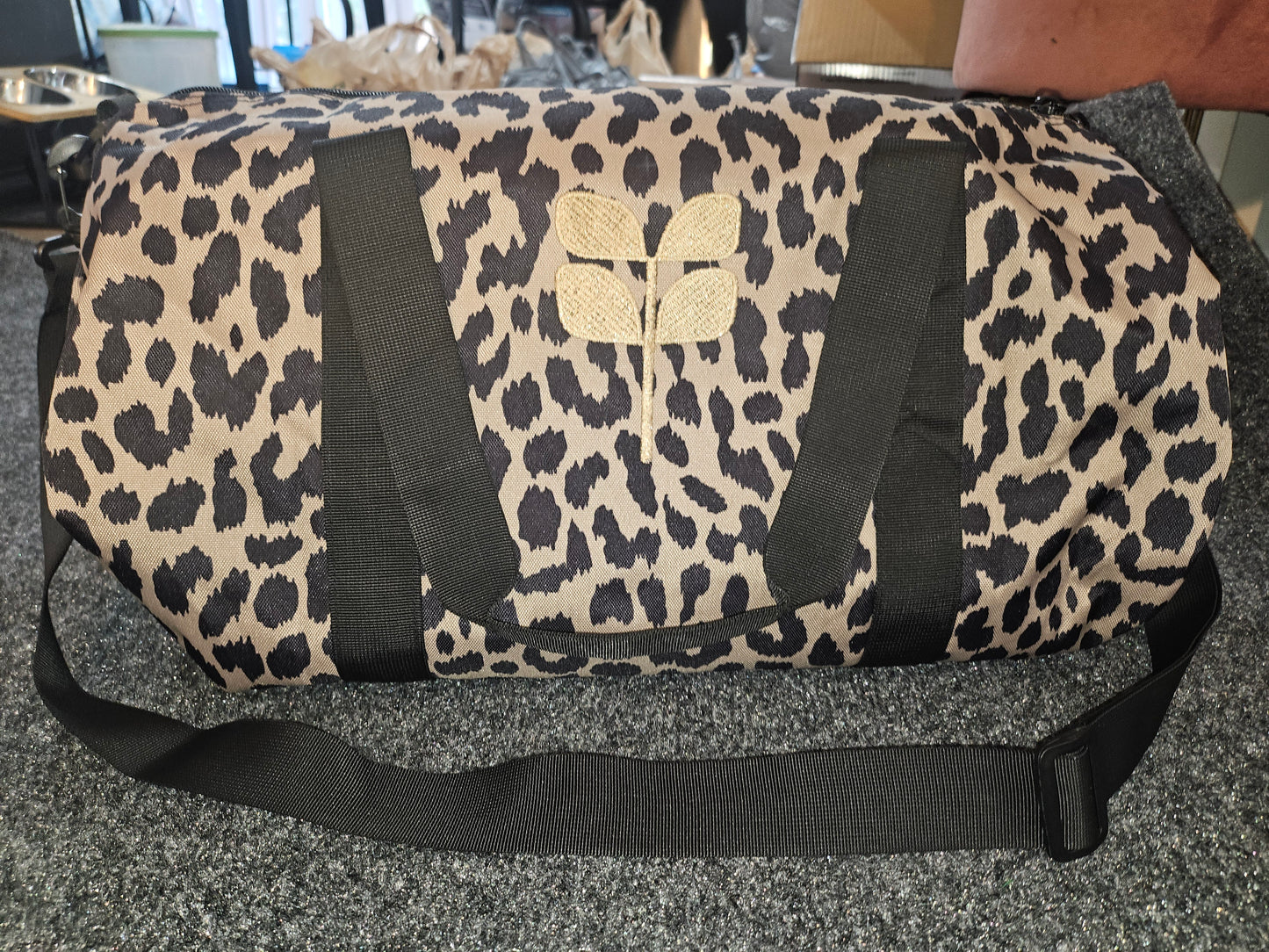 Cheetah Duffel - Embroidered Glitter gold Aspen leaf