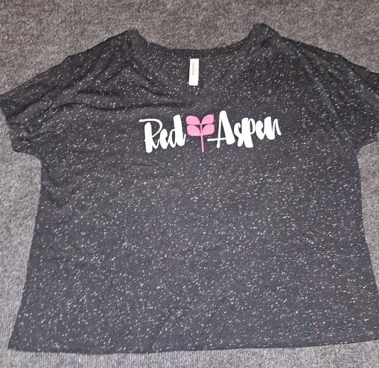 203FV Ladies Vneck - Blk/white Fleck - XL Large RA DTF logo