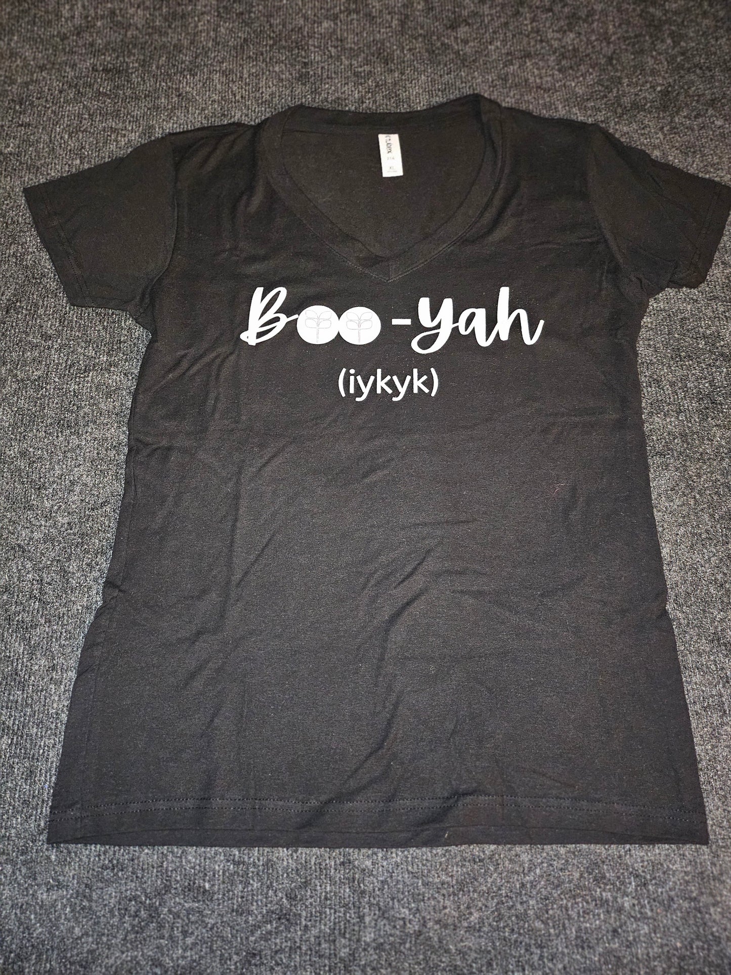 214 Black Ladies XL Glitter DTF Boo-Yah Logo