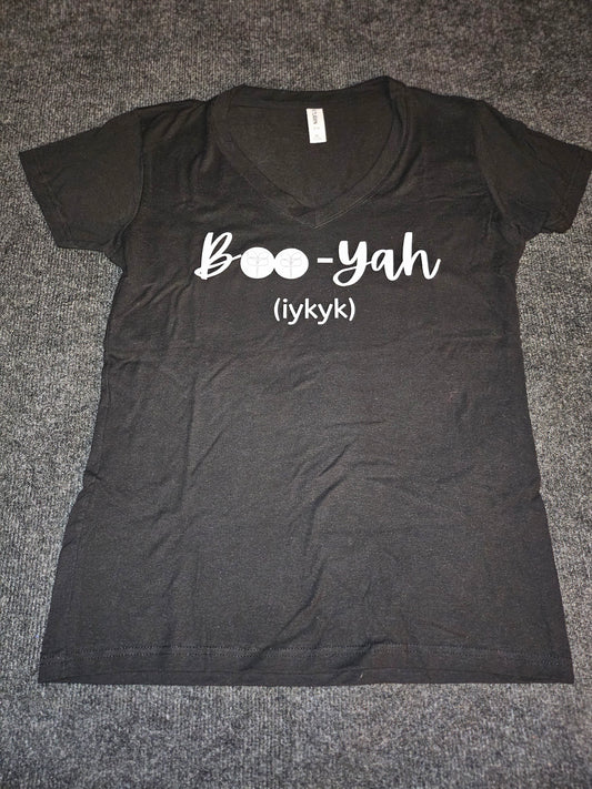 214 Black Ladies XL Glitter DTF Boo-Yah Logo
