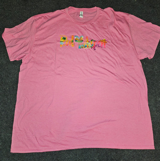 T1000-Bright Pink 3XL unisex - Beach theme DTF RA logo