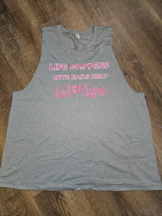 3XL Unisex Tank - Glitter DTF Life Happens logo