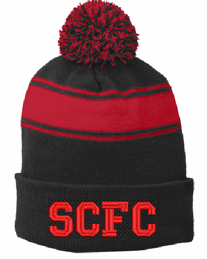 STC28 Sport-Tek® Stripe Pom Pom Beanie
