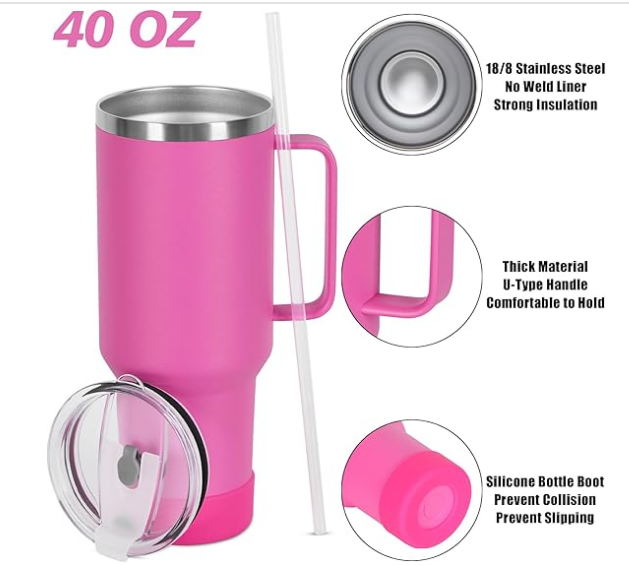 40 OZ TUMBLER - HOT PINK