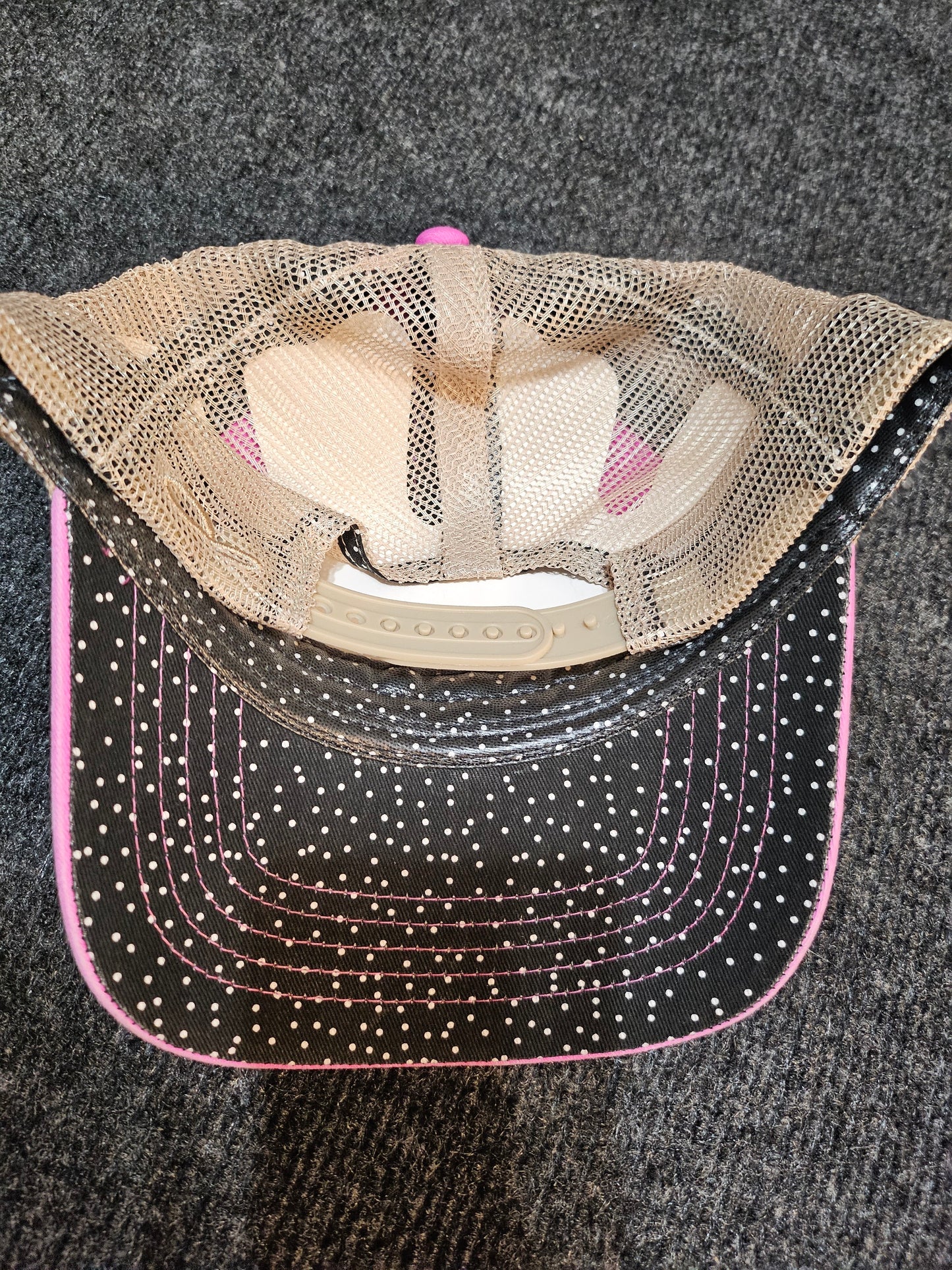 Pink concealed pony cap - Light pink embroidered aspen leaf - NEW GLOW IN THE DARK THREAD