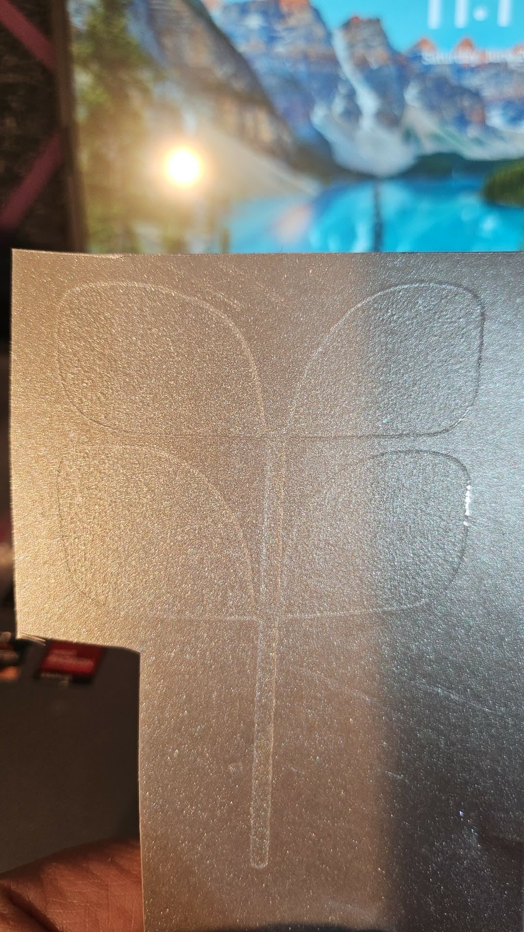 METALLIC SILVER UV DTF RED ASPEN DECAL - LEAF ONLY 3"