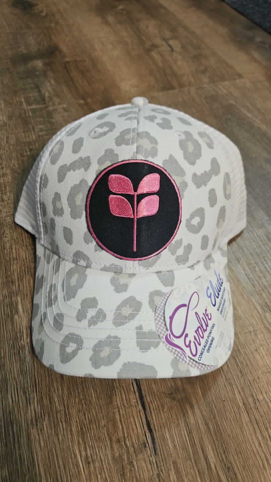 Snow leopard print concealed pony cap - Embroidered iron on patch logo
