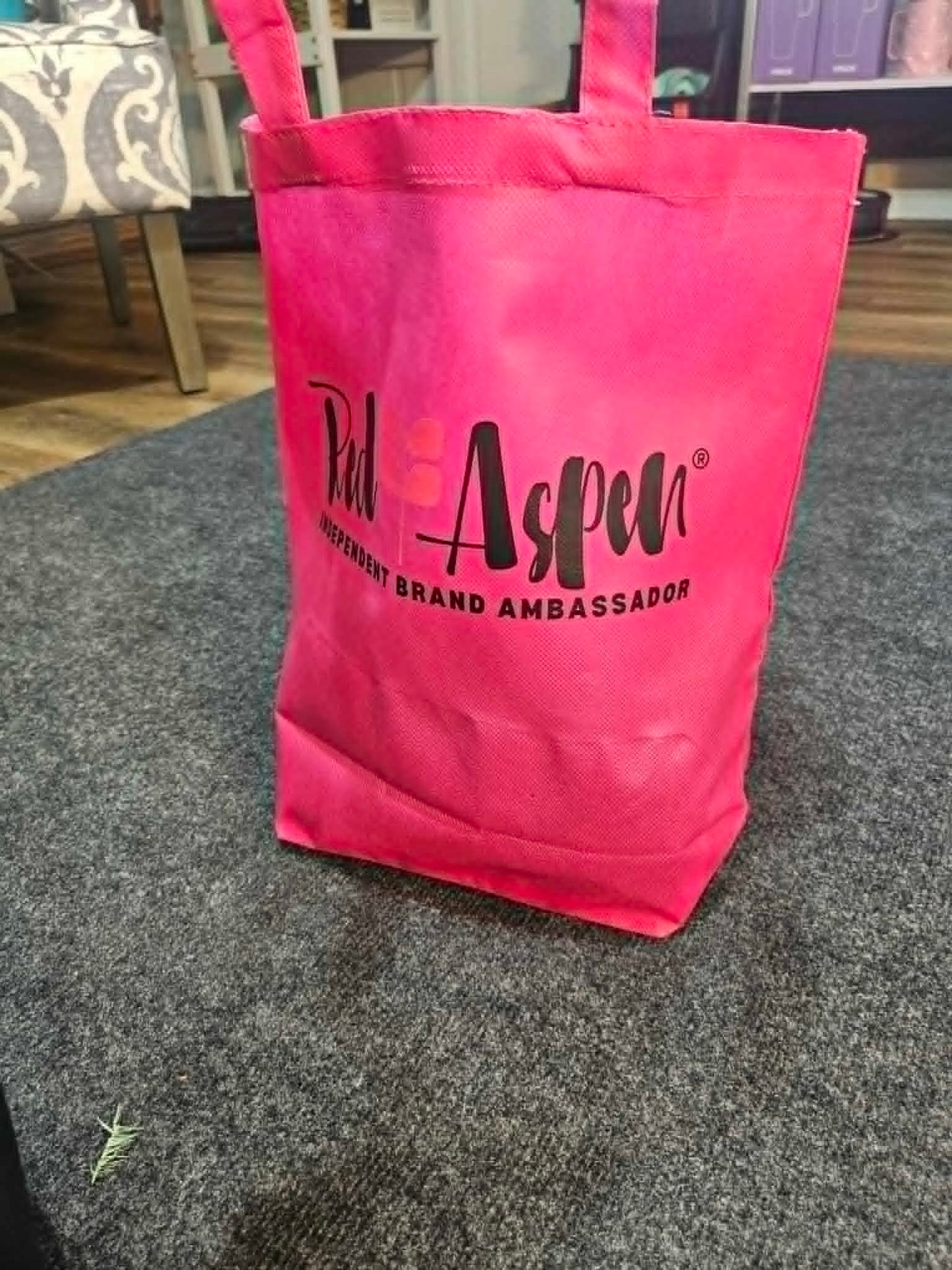 Non-Woven Gusset Bottom Tote - Q1251 - PINK - EACH TOTE WILL HAVE A RANDOM RED ASPEN DTF LOGO FROM MY STOCK - ASSORTED